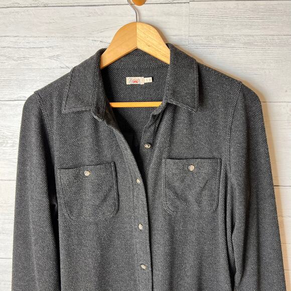 Faherty Shirt Womens Size Medium Heathered Black Twill Legend Sweater Stretch - Picture 8 of 16